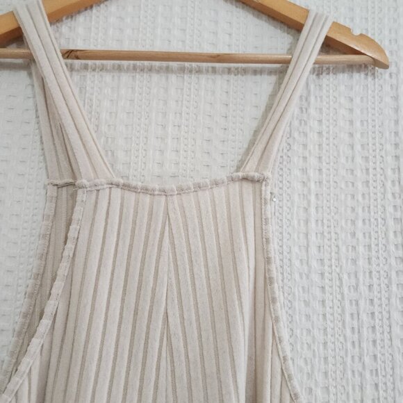 Yozy Ribbed Ivory Slouchy Overalls Jumpsuit Women's Size Medium - Picture 9 of 11